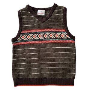 HA Brown Fairisle Stripes Sweater Knit Vest Boys Size 110 (5)